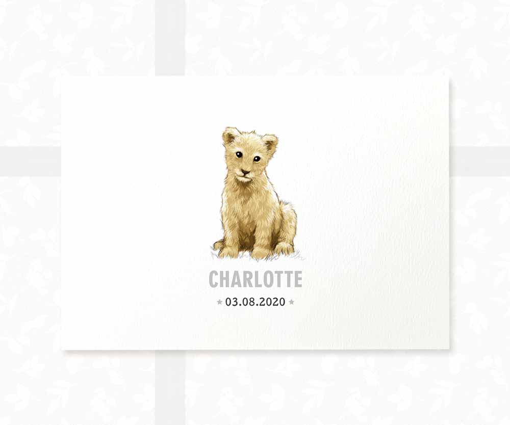 Lion Personalised Baby Name Print