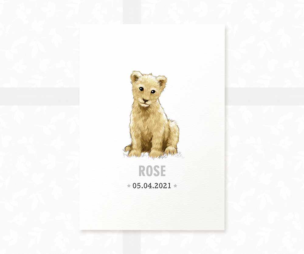 Lion Personalised Baby Name Print