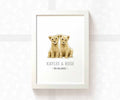 Lion Personalised Baby Name Print for Twins
