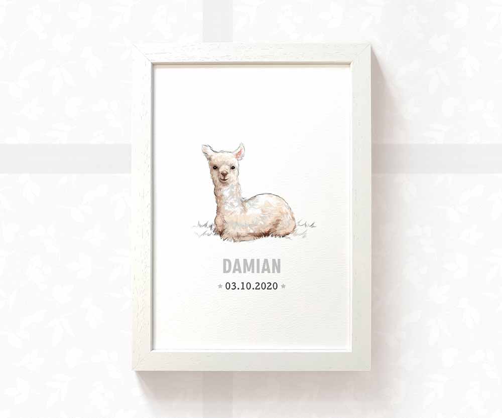Llama Personalised Baby Name Print