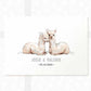 Llama Personalised Baby Name Print for Twins