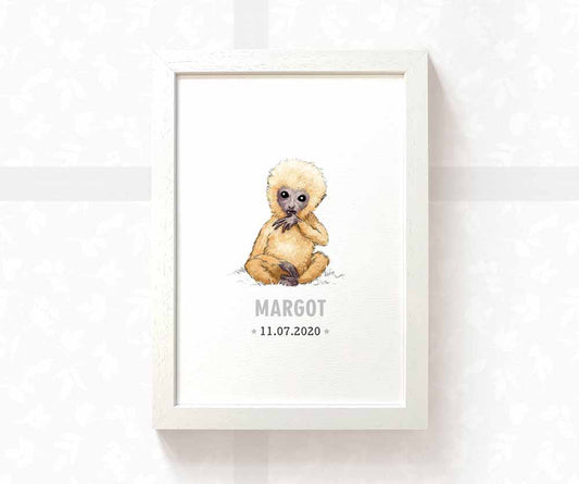 Monkey Personalised Baby Name Print