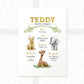 Safari Animals Baby Birth Record Print