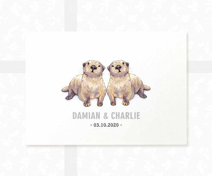 Otter Personalised Baby Name Print for Twins