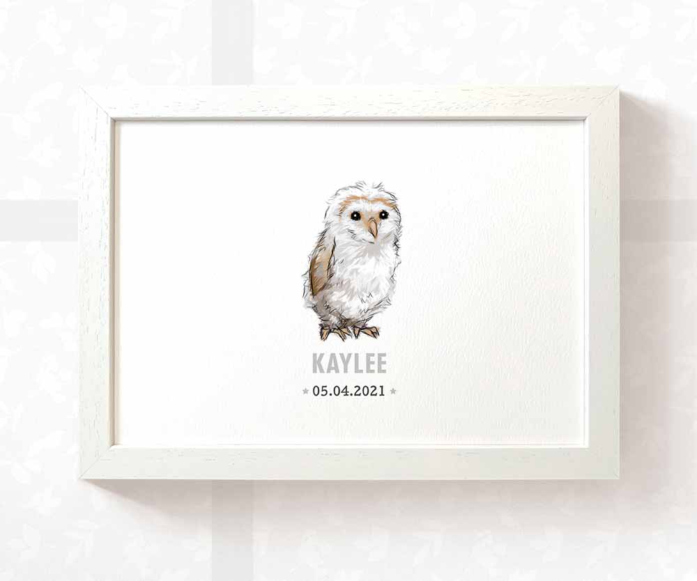Owl Personalised Baby Name Print