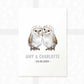 Owl Personalised Baby Name Print for Twins