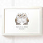 Owl Personalised Baby Name Print for Twins