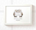 Owl Personalised Baby Name Print for Twins