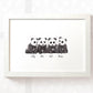 Four baby pandas framed A3 family print with names for a unique baby shower gift