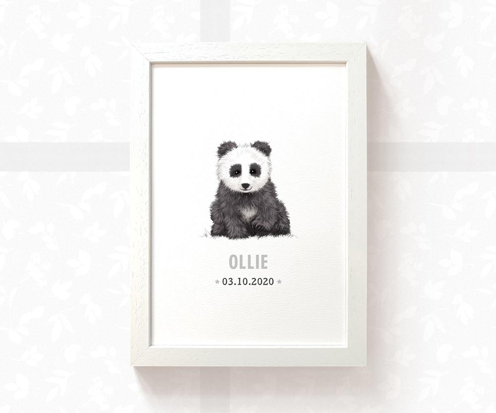 Panda Personalised Baby Name Print