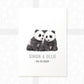 Panda Personalised Baby Name Print for Twins