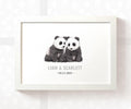 Panda Personalised Baby Name Print for Twins