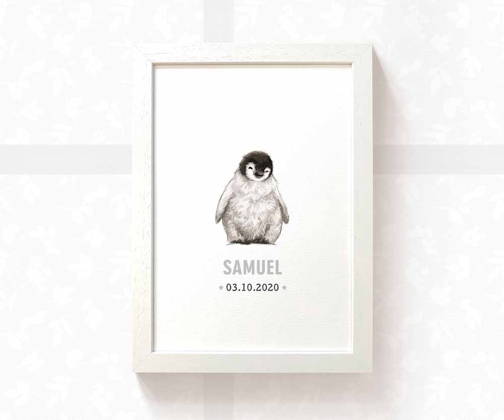 Penguin Personalised Baby Name Print