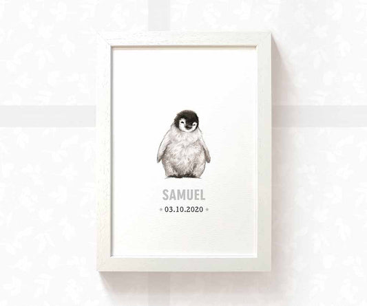Penguin Personalised Baby Name Print