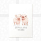 Pig Personalised Baby Name Print for Twins