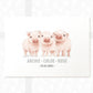 Pig Personalised Baby Name Print for Triplets