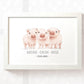 Pig Personalised Baby Name Print for Triplets