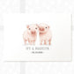Pig Personalised Baby Name Print for Twins