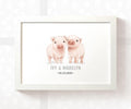 Pig Personalised Baby Name Print for Twins