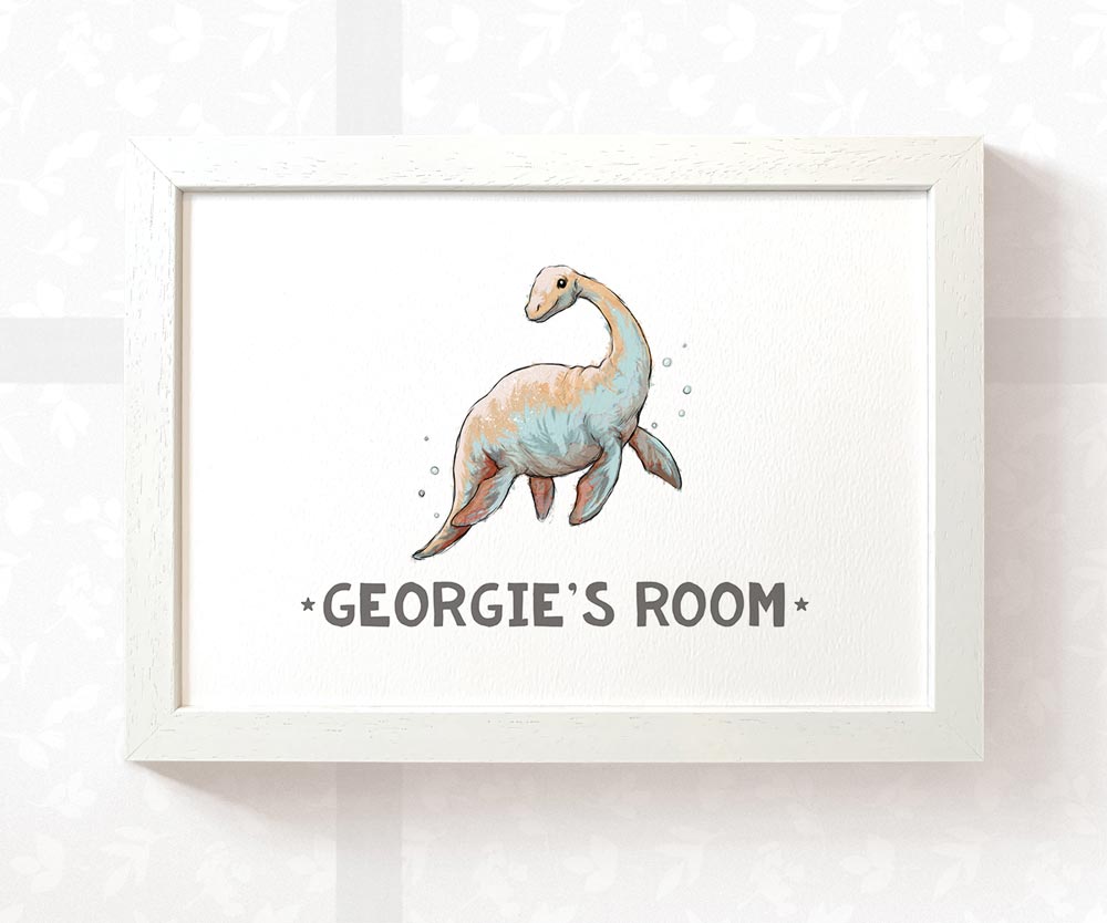 Plesiosaur Bedroom Sign Dinosaur Print