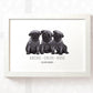 Pug Personalised Baby Name Print for Triplets