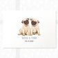 Pug Personalised Baby Name Print for Twins