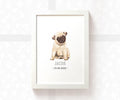 Pug Personalised Baby Name Print
