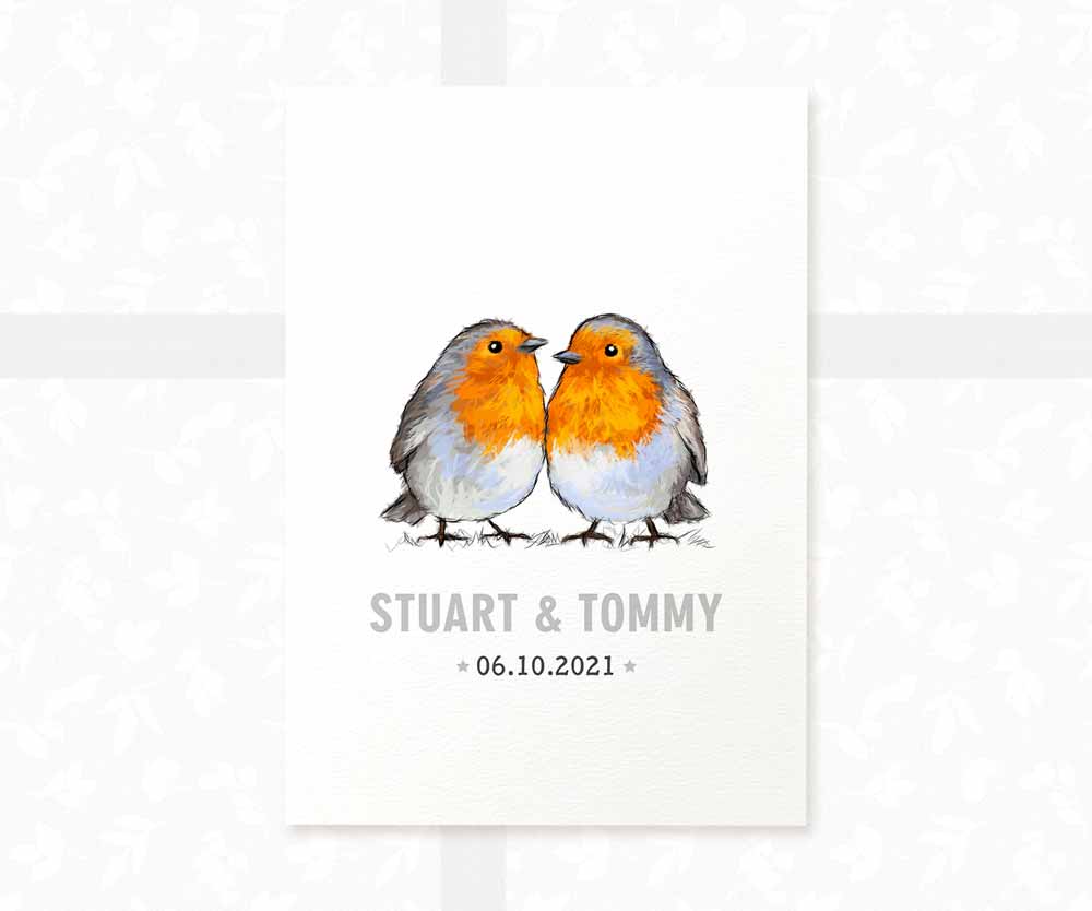 Robin Personalised Baby Name Print for Twins