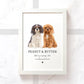 cavalier king charles spaniel dogs illustrated print in A4 frame with personalised pet names and message