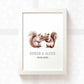 Squirrel Personalised Baby Name Print for Twins