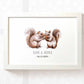 Squirrel Personalised Baby Name Print for Twins