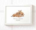 Tiger Personalised Baby Name Print for Twins