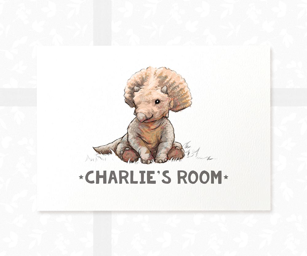 Triceratops Bedroom Sign Dinosaur Print