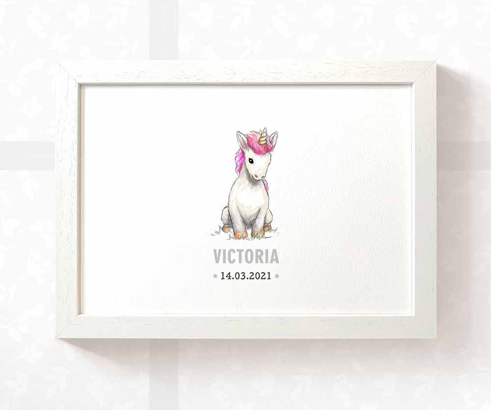 Unicorn Personalised Baby Name Print