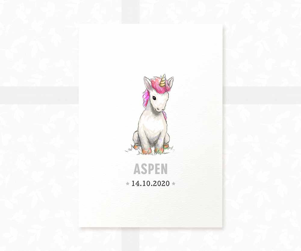 Unicorn Personalised Baby Name Print