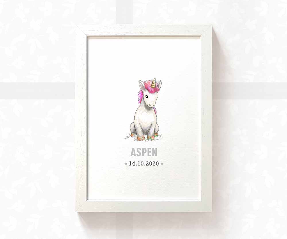 Unicorn Personalised Baby Name Print