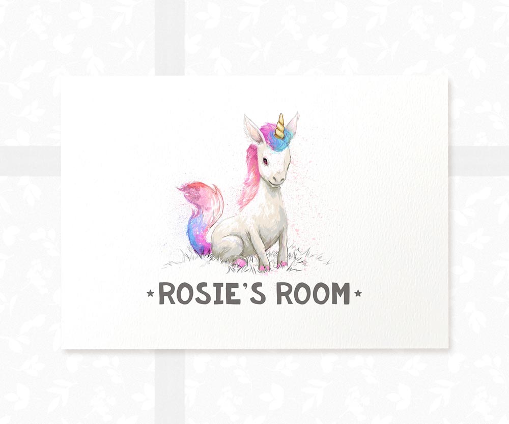 Unicorn Bedroom Sign Name Print