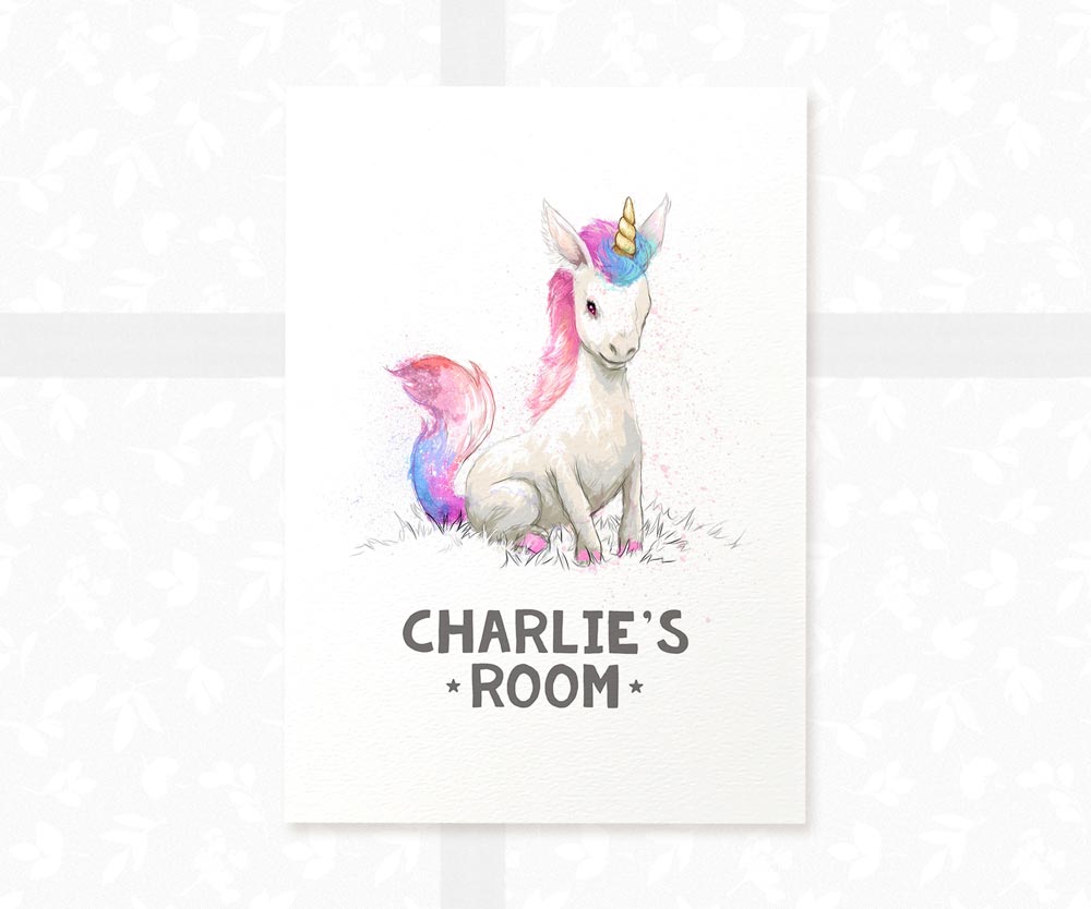 Unicorn Bedroom Sign Name Print