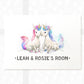 Unicorn Twin Bedroom Sign Name Print