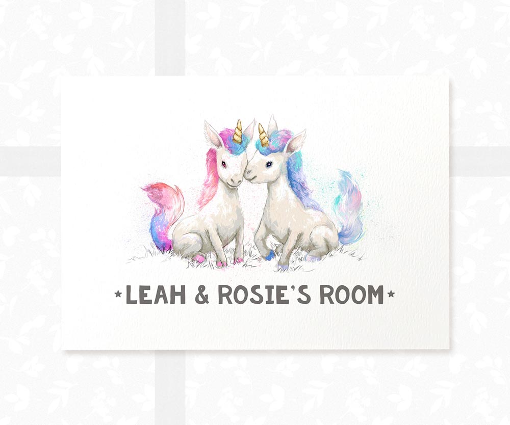 Unicorn Twin Bedroom Sign Name Print