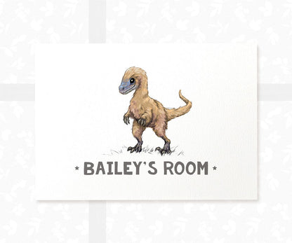 Velociraptor Bedroom Sign Dinosaur Print