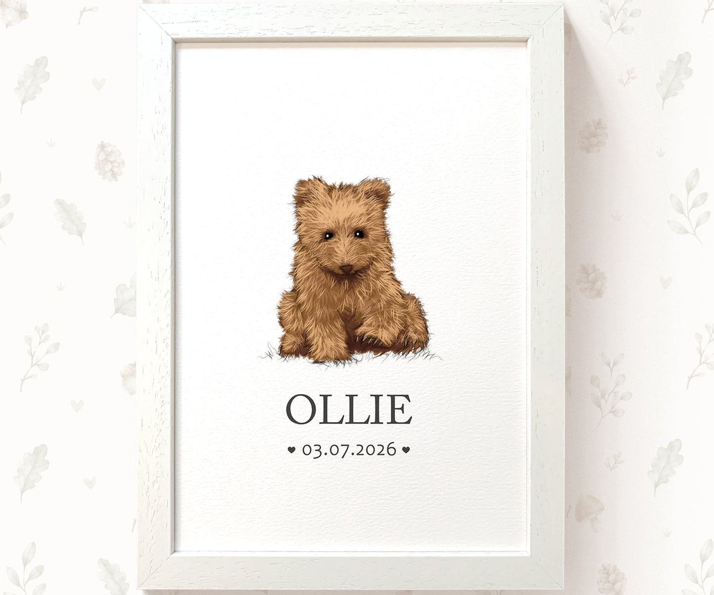 Bear Personalised Baby Name Print