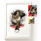 Custom cat portrait from photo with personalised pet artwork and reference photograph