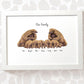Custom pangolin family print with names under each