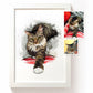 Custom cat portrait from photo with personalised pet artwork and reference photograph