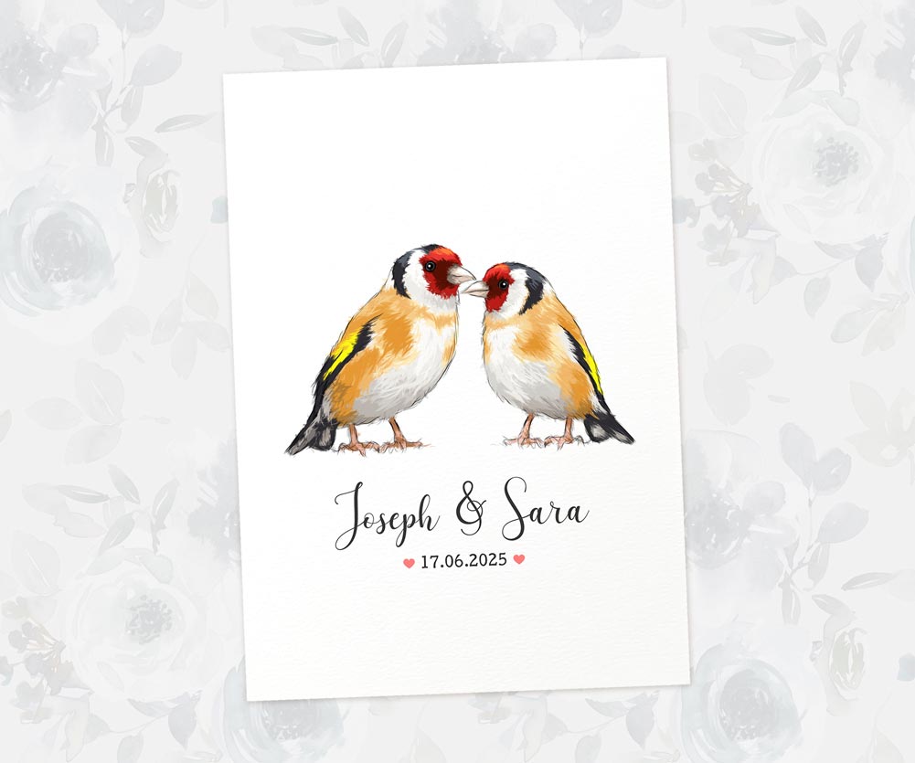 Wedding gift goldfinch couple print