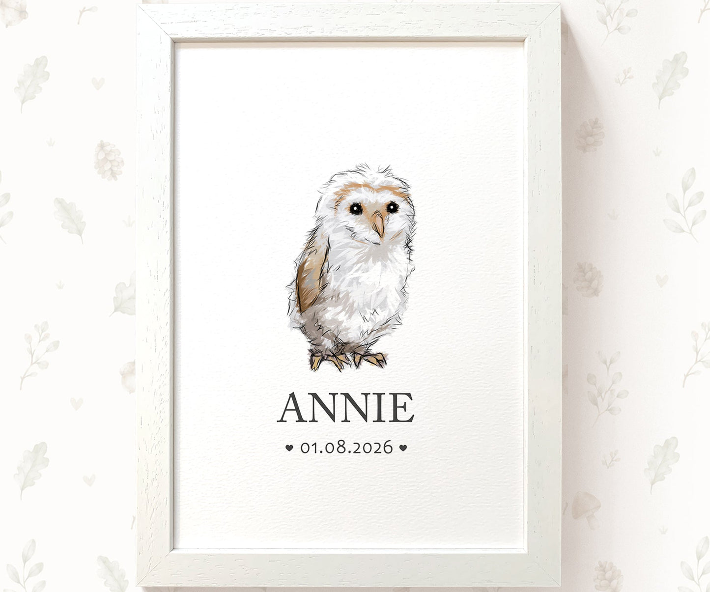Owl Personalised Baby Name Print