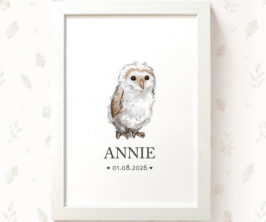Owl Personalised Baby Name Print