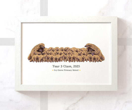 Custom pangolin teacher print with class names