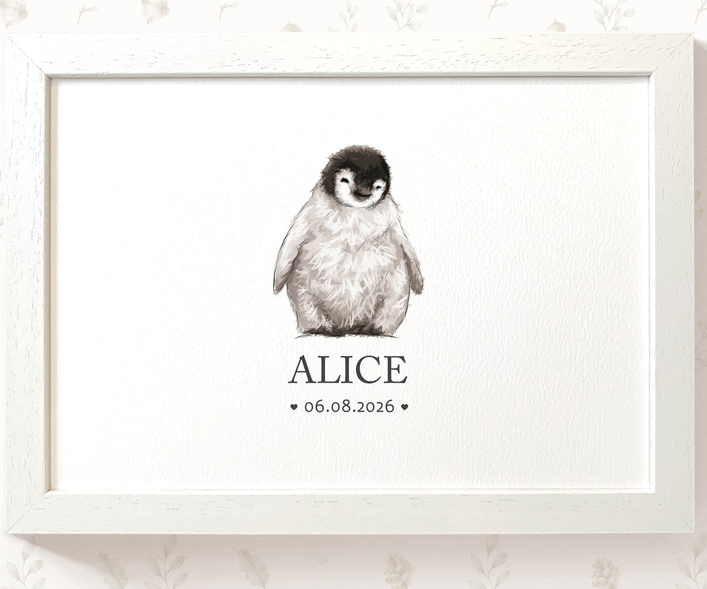 Penguin Personalised Baby Name Print